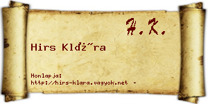 Hirs Klára névjegykártya